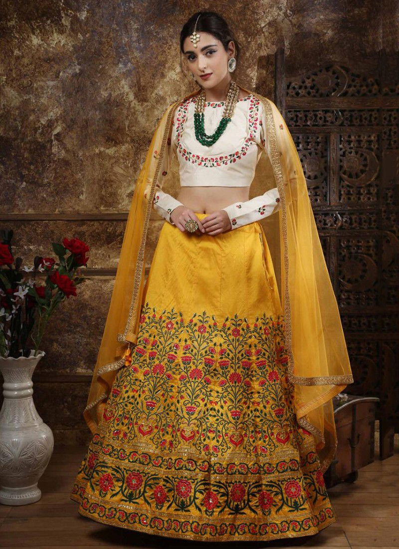 Yellow Colour KHUSHBOO GULDASTA VOL-2 & 3 Fancy Wedding Wear Thai Silk Coding Thread Zari And Embroidery Work Bridal Lehenga Choli Collection 1102